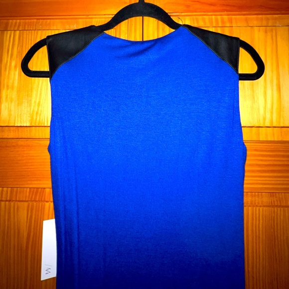 Bailey 44. Royal blue dress with v neck cut and leather inserts, size M - Picture 4 of 6